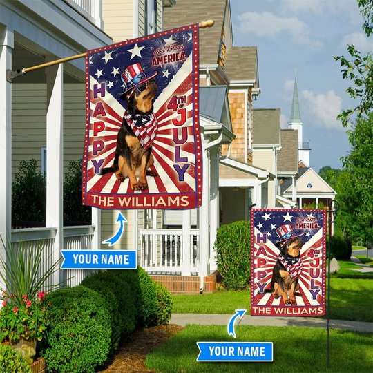 DIF6027-Rottweiler God bless america - 4th of july Personalized Flag