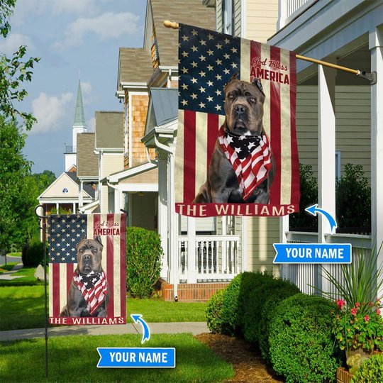 THF0212 Cane Corso God Bless America Personalized Flag