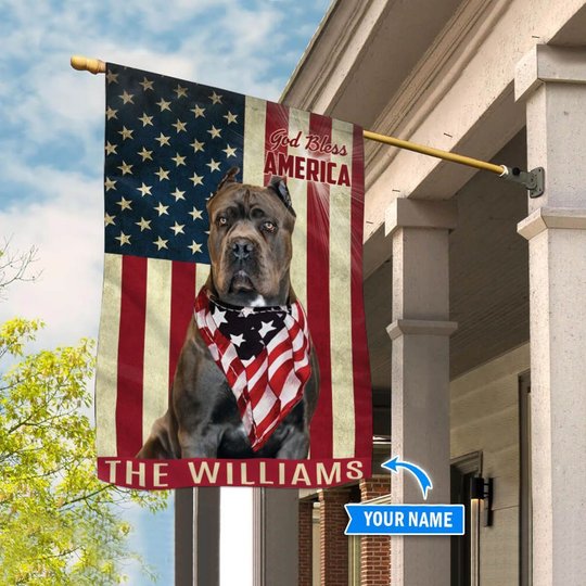THF0212 Cane Corso God Bless America Personalized Flag
