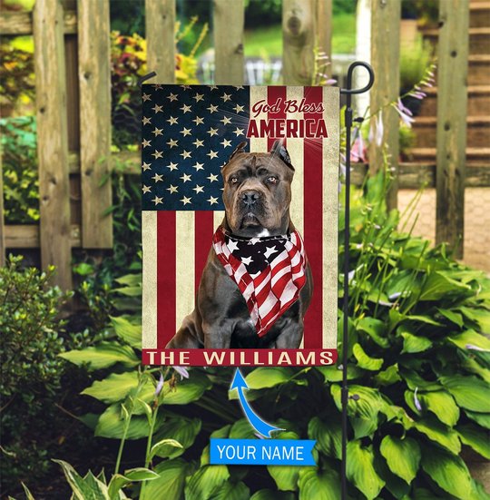 THF0212 Cane Corso God Bless America Personalized Flag