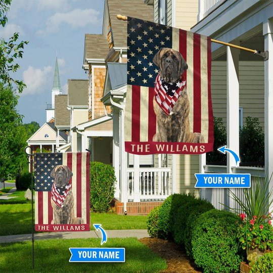 BIF1320 brindle English mastiffs personalized flag