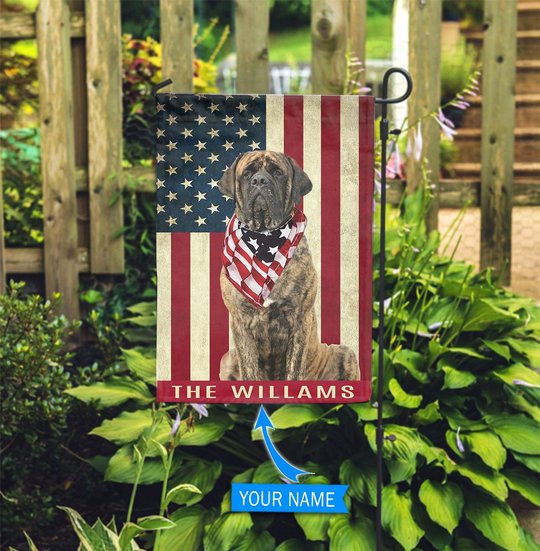 BIF1320 brindle English mastiffs personalized flag
