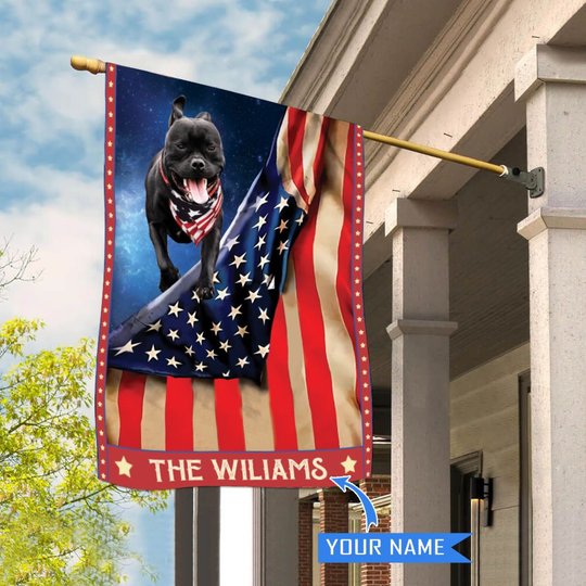 CHFD1046 Staffordshire Bull Terrier Personalized House Flag