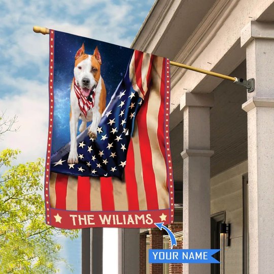 CHFD1025 American Staffordshire Terrier Personalized House Flag