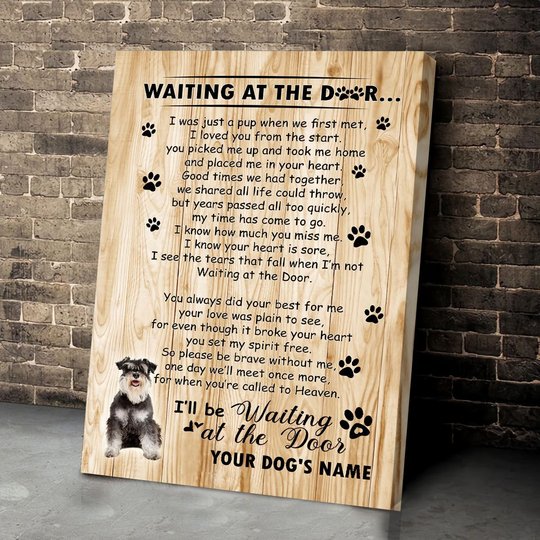 BID20070211 Miniature Schnauzer Waiting At The Door Personalized Matte Canvas