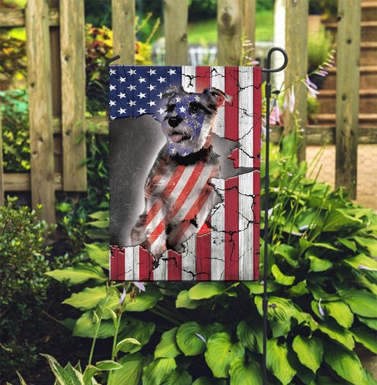 THF0282 Miniature Schnauzer USA Flag