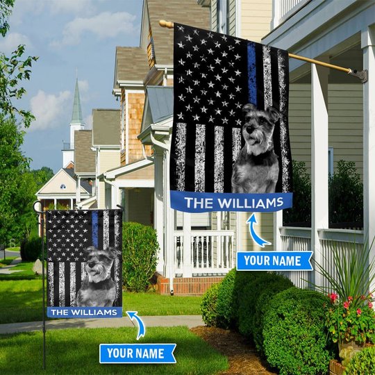 BIF1710 Miniature Schnauzer Police Personalized Flag