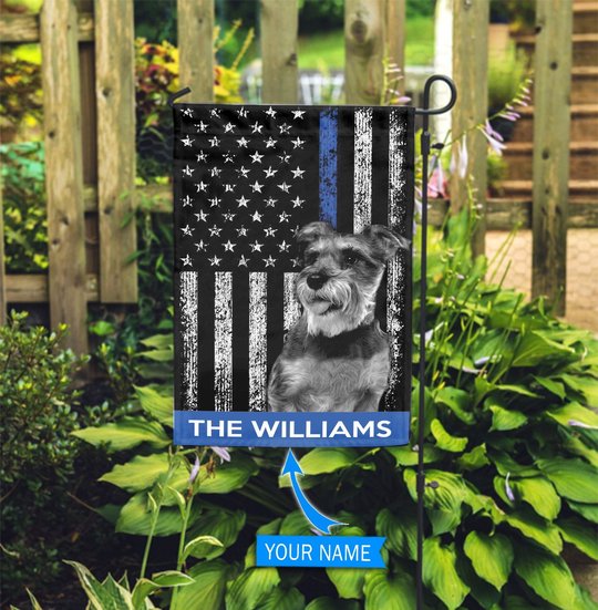 BIF1710 Miniature Schnauzer Police Personalized Flag