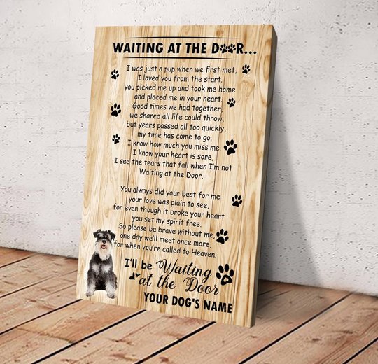 BID20070211 Miniature Schnauzer Waiting At The Door Personalized Matte Canvas