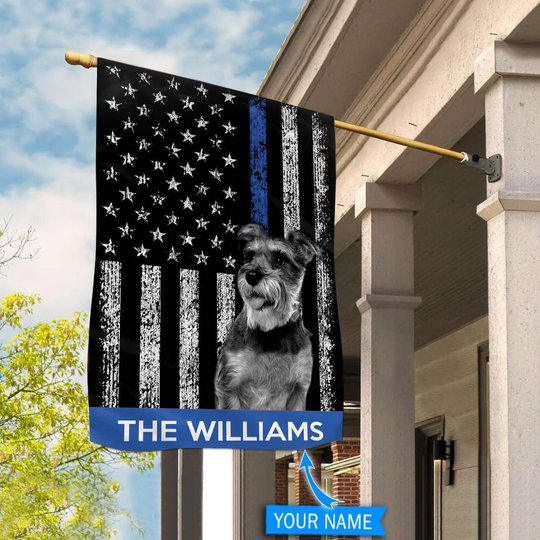 BIF1710 Miniature Schnauzer Police Personalized Flag