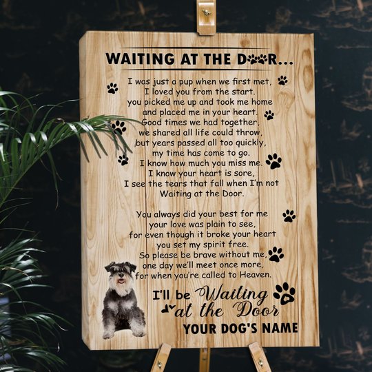 BID20070211 Miniature Schnauzer Waiting At The Door Personalized Matte Canvas