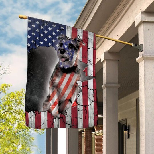 THF0282 Miniature Schnauzer USA Flag