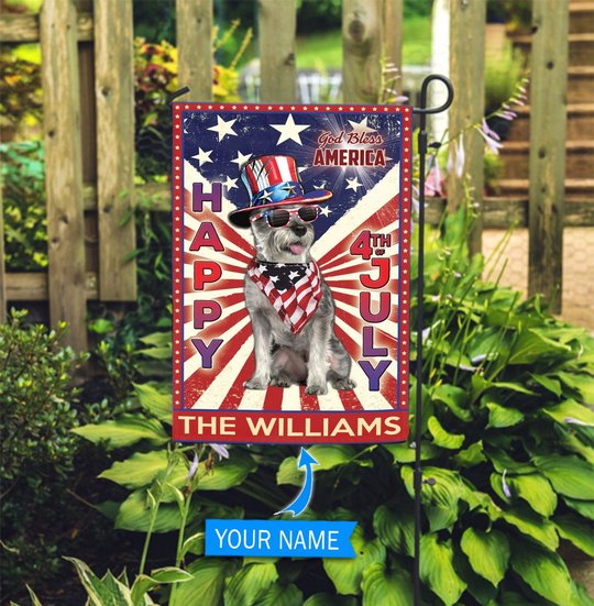 DIF6023-Miniature Schnauzer God bless america - 4th of july Personalized Flag