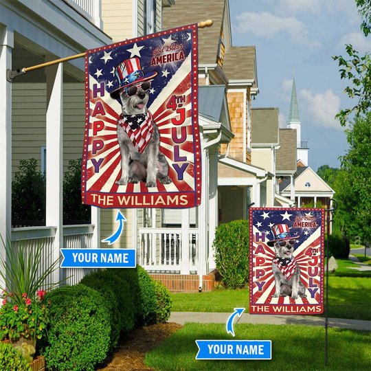 DIF6023-Miniature Schnauzer God bless america - 4th of july Personalized Flag