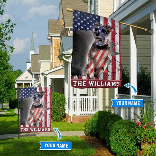 THF0277 Miniature Schnauzer USA Personalized Flag
