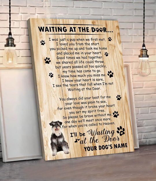 BID20070211 Miniature Schnauzer Waiting At The Door Personalized Matte Canvas