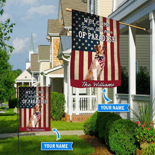 BIF20071305 Australian Shepherd Welcome To Our Paradise Personalized Flag