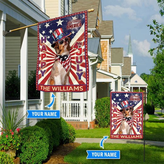 DIF6011-Australian Shepherd God bless america - 4th of july Personalized Flag