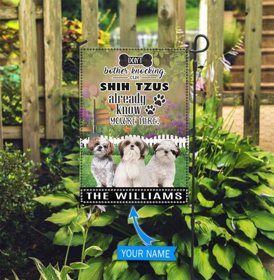 BIF1429 Shih Tzu Don't bother knocking Personalized Flag