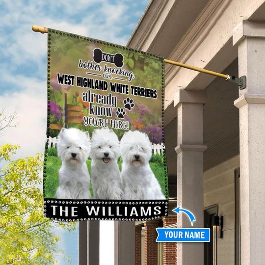 BIF1414 West Highland White Terrier Don't bother knocking Personalized Flag