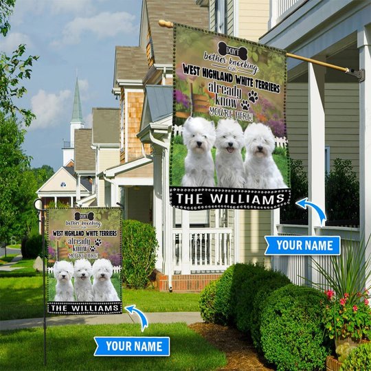 BIF1414 West Highland White Terrier Don't bother knocking Personalized Flag