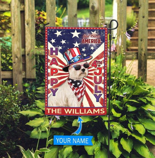 DIF6030-West Highland White Terrier God bless america - 4th of july Personalized Flag