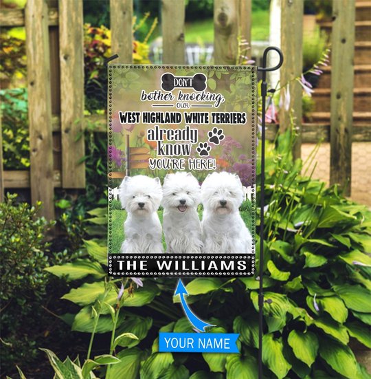 BIF1414 West Highland White Terrier Don't bother knocking Personalized Flag