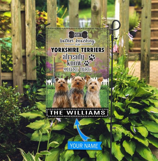 BIF1415 Yorkshire Terrier Don't bother knocking Personalized Flag