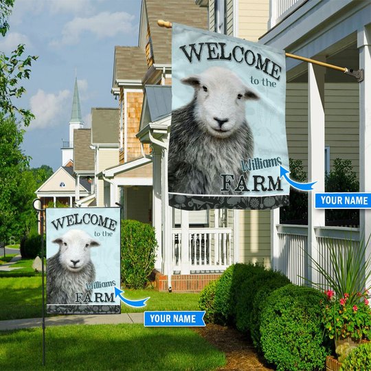THF20072008 Sheep - Welcome To The Farm Personalized Flag