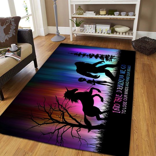BIR20080106 Unicorn Alien Bigfoot Into The Darkness Rug