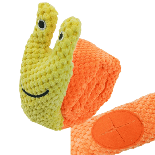 Snail Dog Puzzle Feeder – Durable & Interactive Plush Toy