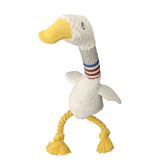 New Pet Dog Plush Sound Toy White Geese Coarse Grain Velvet Bite Resistant Long Necked Duck Toy Supplies Interactive Dog Toys