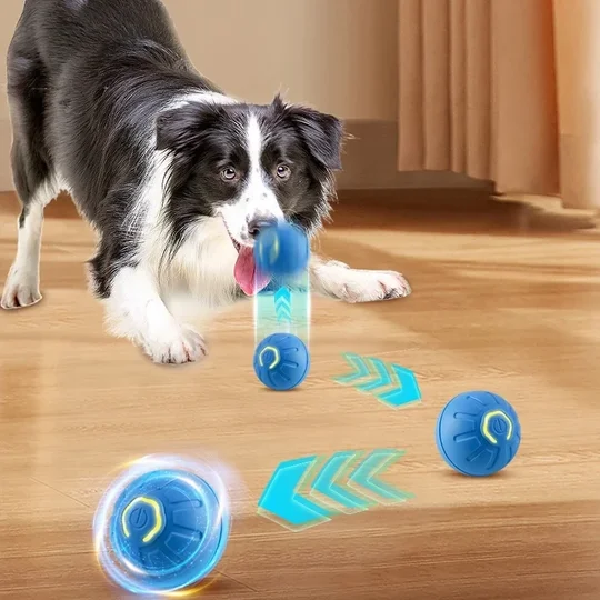 Automatic Moving Toy Ball Smart USB Jumping Rotating Interactive Dog Chew Toy Ball
