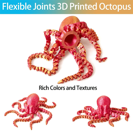 3D Printed Octopus Figurine with Flexible Joints For Home Office Desk Decor, Ocean Animal Table Ornament Ideal Gift Toy