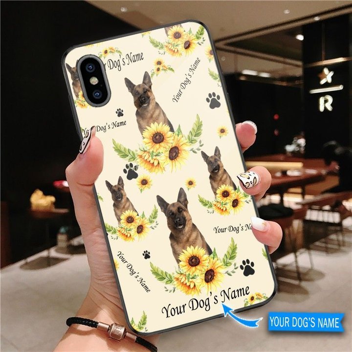 DUP1007 German Shepherd Personalized Glass Phone Case