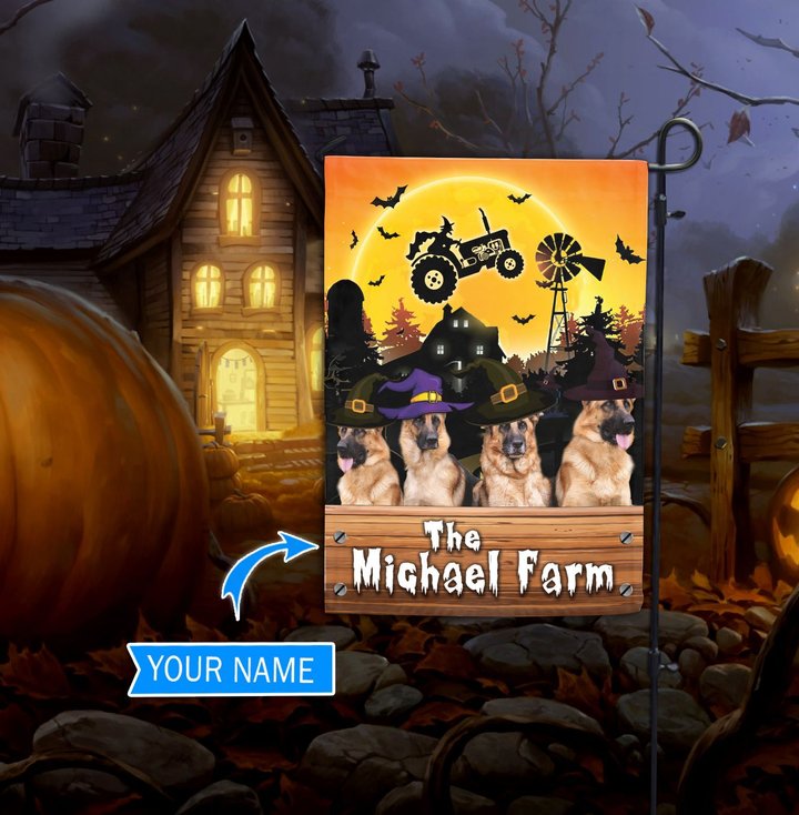 TUF1106 German Shepherd Halloween Farm Personalized Flag
