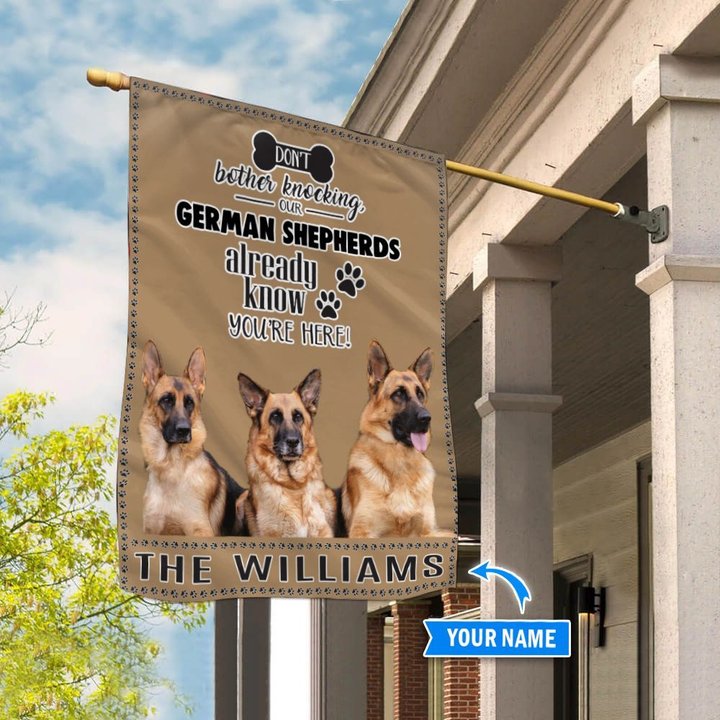 BIF1404 German Shepherd Don't bother knocking personalized flag