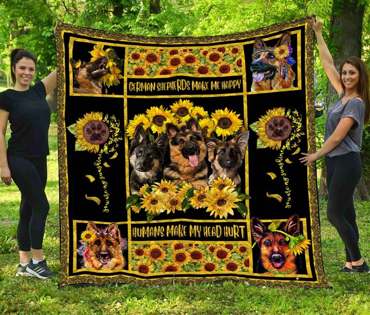 DDQ121301 German Shepherds Make Me Happy Quilt Blanket