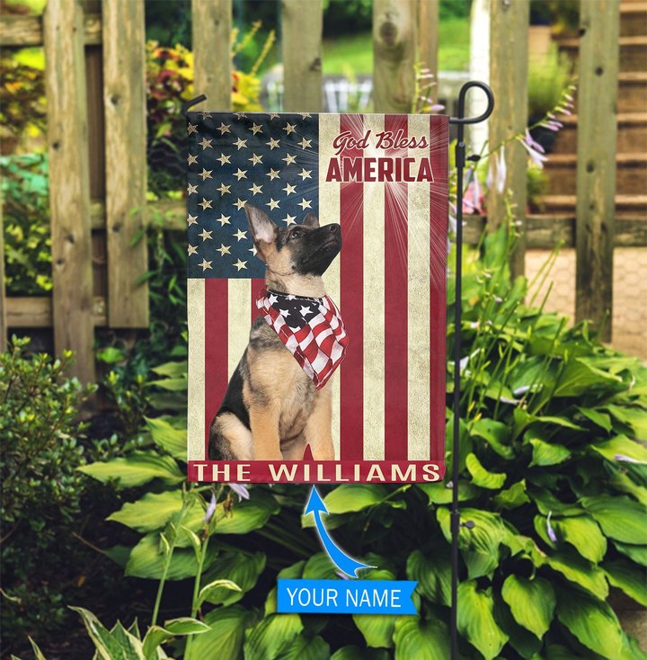 THF0148 German Shepherd God Bless Personalized Garden Flag