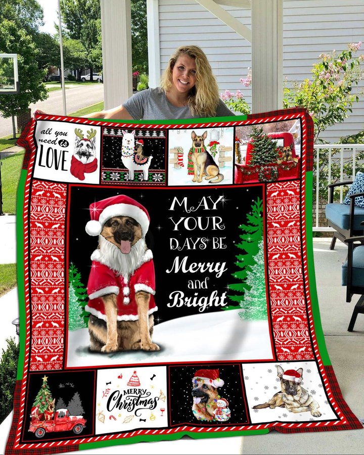 DDUSAB151101 German Shepherd Xmas Fleece Blanket – Made in USA