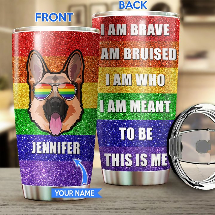 MHUCHO107 German Shepherd LGBT Personalized Stainless Steel Tumbler