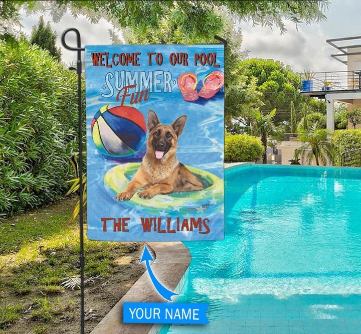 DIFP1004-German Shepherd Personalized Flag For Pools