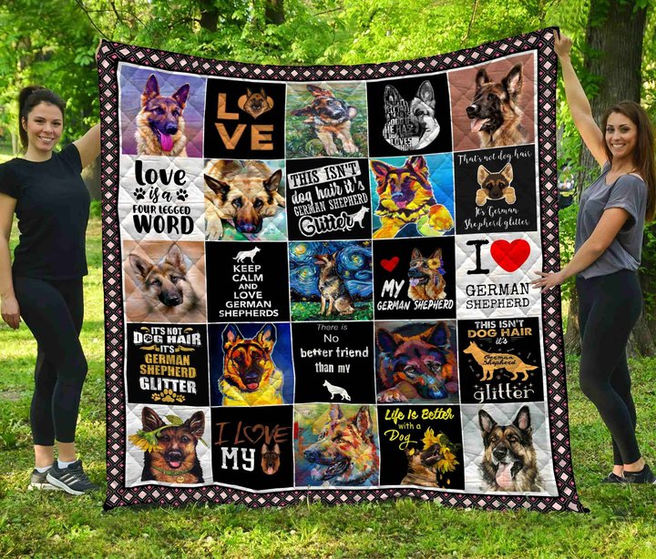 DDQ121801 Love German Shepherd Quilt Blanket