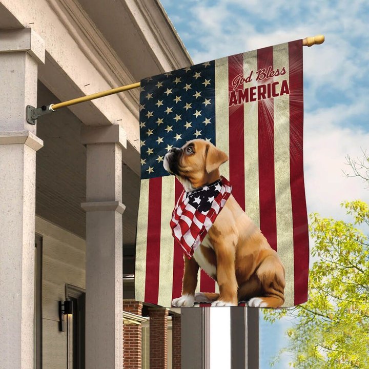 THF0121 boxer God Bless House Flag