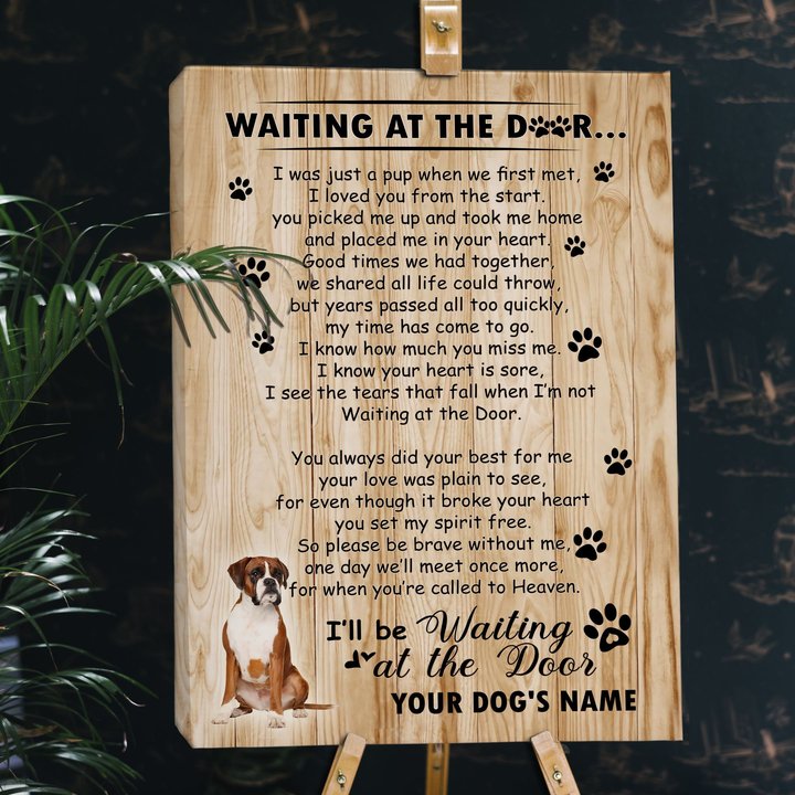 BID20070209 Boxer Waiting At The Door Personalized Matte Canvas