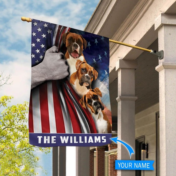 HUFDOG1002 Boxer Personalized Flag