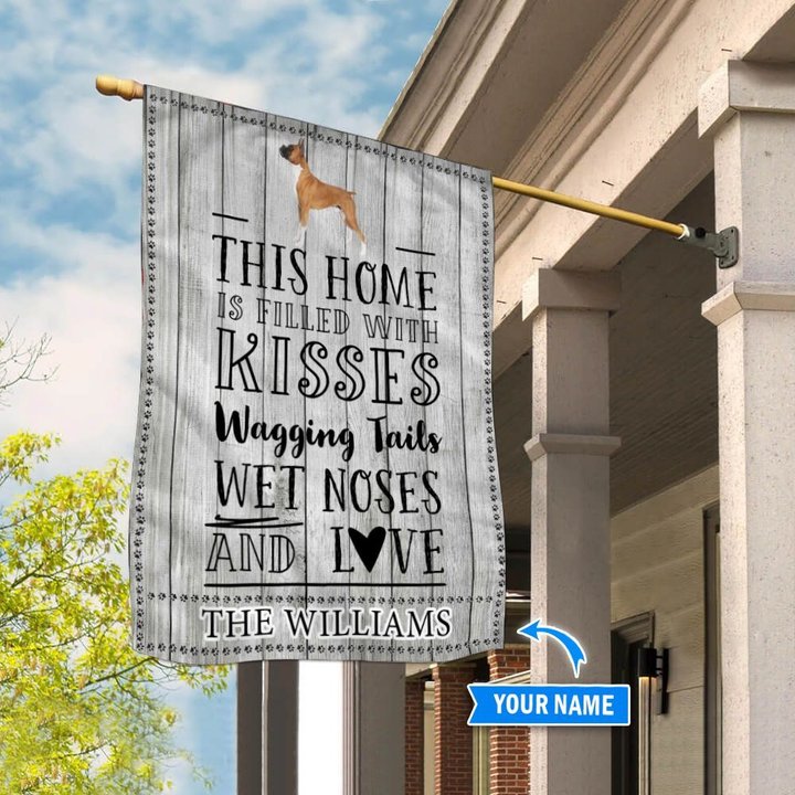 BIF2402 Boxer This Home Is Filled With Kisses Personalized Flag
