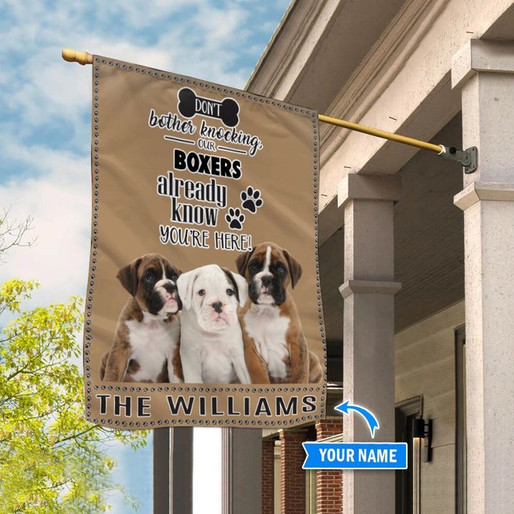 BIF1405 Boxer Don't bother knocking personalized flag