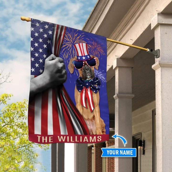BIF1504 Boxer Independence Day Personalized Flag