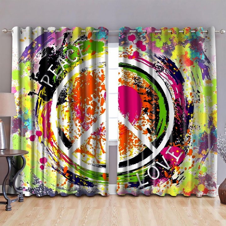 CHW015 Hippie Peace Love WINDOW CURTAINS